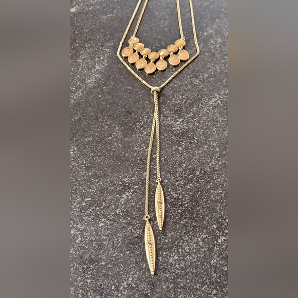 Lucky Brand Vintage Yellow Two Strand Necklace - Lariat and Statement - Picture 2 of 16